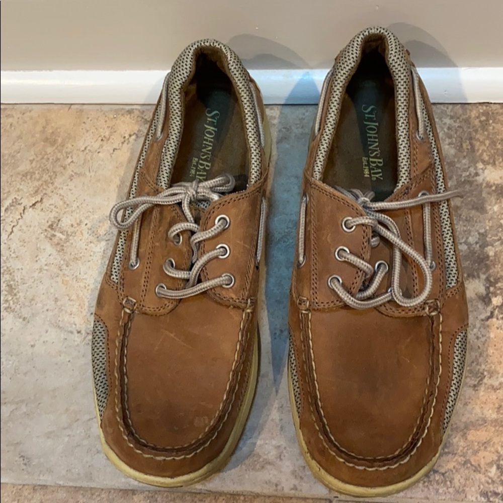 Tan St. John’s Bay Boat Shoes Size 8